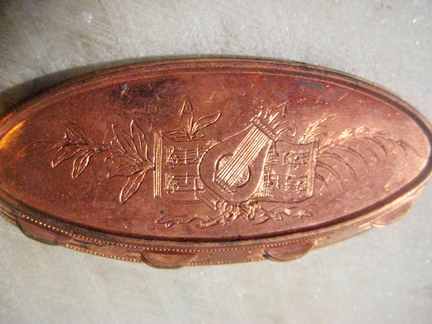 Vintage French Tambourine Brass Stamping Detailed Etched Etsy