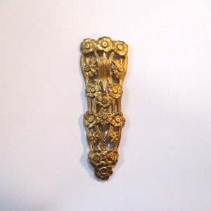 Vintage French Dapt Brass Open Work Floral Jewelry Component/Finding/Embellishment, 2 5/8&quot; Tall, 7/8&quot; Wide, 1 Piece