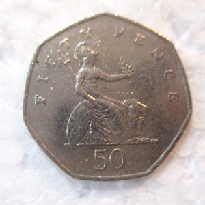 Vintage 1997 Vereinigtes Königreich, Britische Münze, 50 Pence - Elizabeth II, Sitzende Britannia