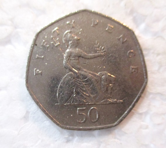 ヴィンテージ 1997 イギリス、英国コイン、50 ペンス - エリザベス 2