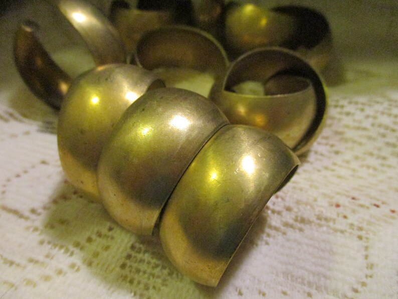 Vintage Earring Hoops Pierced Earring Base Jewelry ComponentFindings 1.5 38mm 1 pr. 1960s Wide Solid Stamped Brass Post Mountings