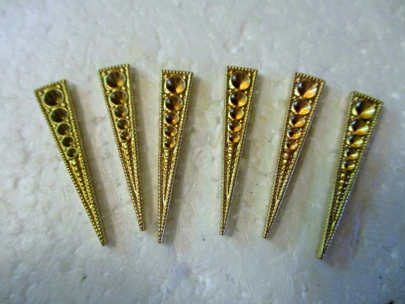 Buy 1 Get 1 Free Vintage Art Deco Die Struck Brass Jewelry Components/5 Setting Spaces, 30mm x 6mm, Studio Stock, 6 Pcs special 12 pieces image 2