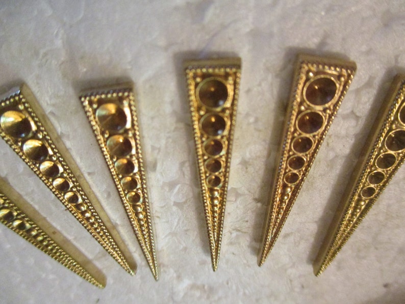 Buy 1 Get 1 Free Vintage Art Deco Die Struck Brass Jewelry Components/5 Setting Spaces, 30mm x 6mm, Studio Stock, 6 Pcs special 12 pieces image 6