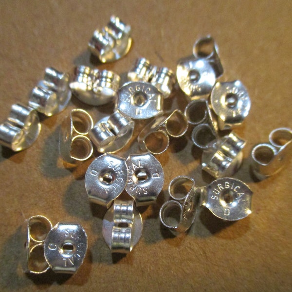 20 Surgical Steel Butterfly Ear Nuts/Clutches, 5.6mm Size. Earring Findings/Jewelry Components, 20 Pieces/10 Pair