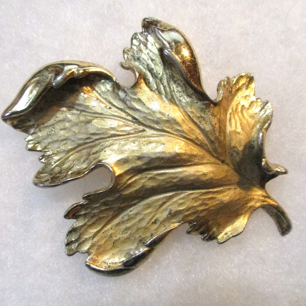 Vintage Signed "Napier Sterling" Oak Leaf Brooch Pin, Vermeil/Gold Wash, 2 1/2" by 2", 1 Piece