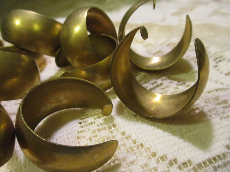 Vintage Earring Hoops Pierced Earring Base Jewelry ComponentFindings 1.5 38mm 1 pr. 1960s Wide Solid Stamped Brass Post Mountings