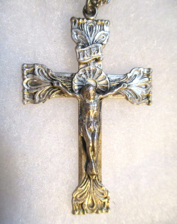 Vintage  Religious Sterling Silver Crucifix Cross… - image 3