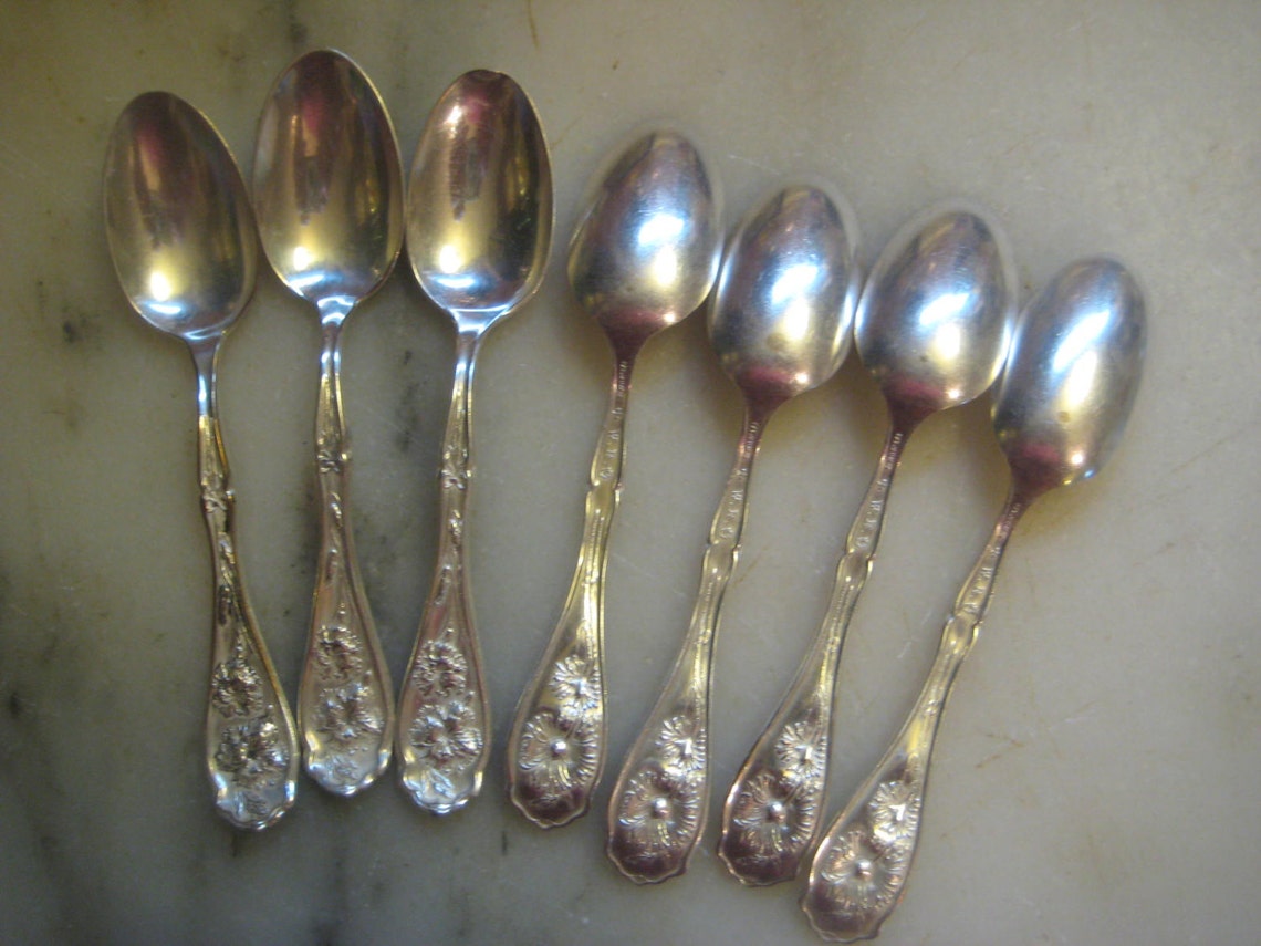 Antique Demitasse Spoons 1908 Carnation Pattern by W. R. Etsy