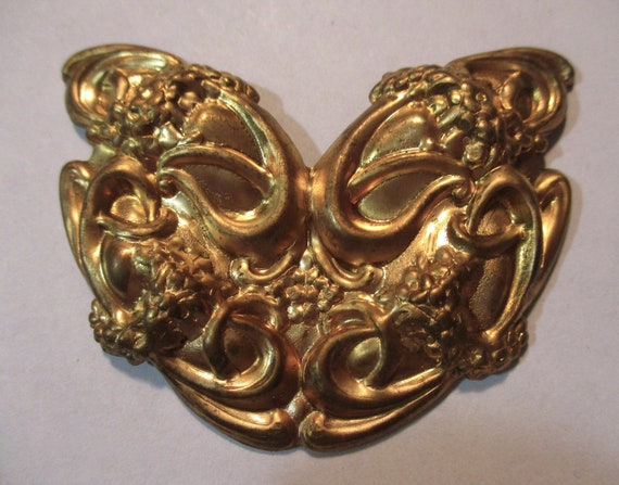 Vintage Stamped Brass Art Nouveau Ornate Flower Design Stamping