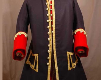 Franse marineblauwe officiersjas heren zwart-rode wol Britse oorlogsuniform