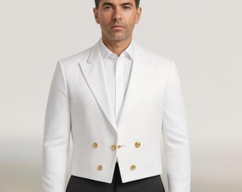 Zwart-witte complete dinerjurk heren witte jas