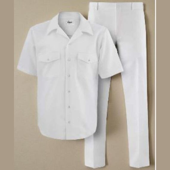 Men's US Navy Enlisted White Dress Shirt and Pant - Etsy New Zealand