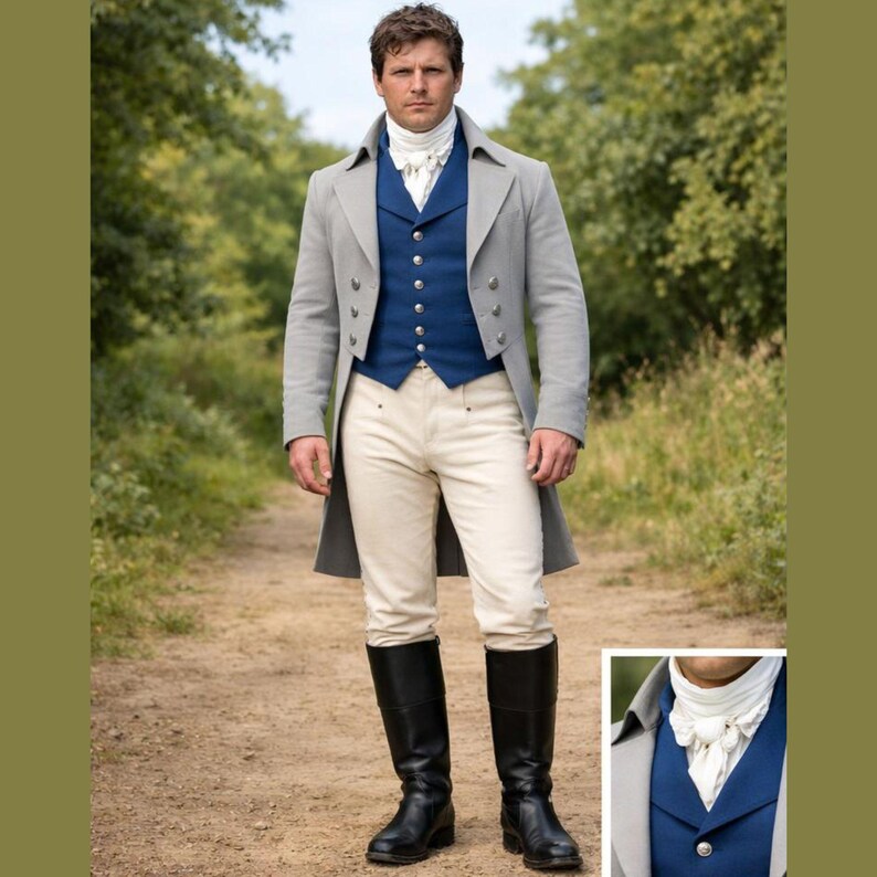 Regency Men's Riding Boot Men's Regency Dress Men's Light Grey Wool Tailcoat Jacket - Etsy