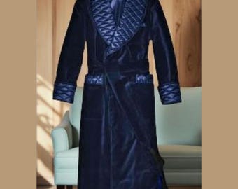 Warme fluwelen nachtjapon heren lichtblauwe fluwelen nachtjapon