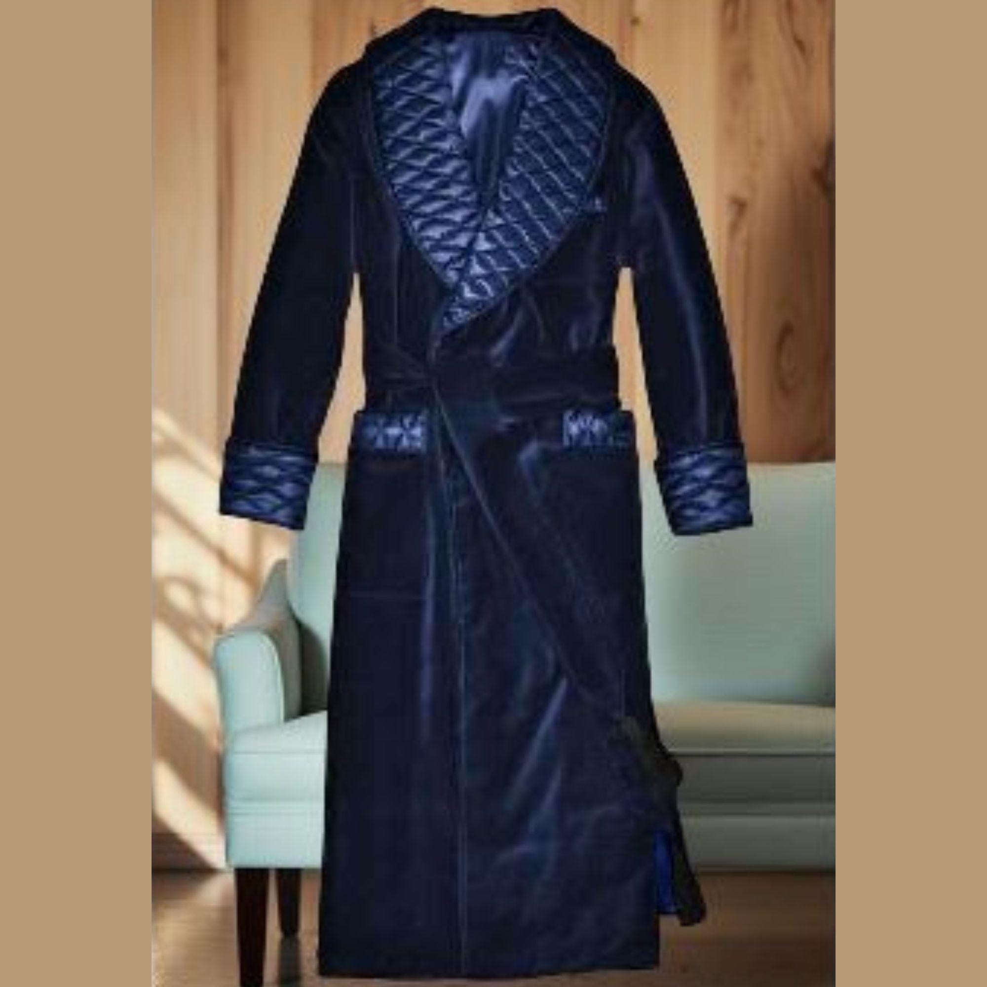 Men's Warm Velvet Gown Light Luxury Blue Velvet Night Robe - Etsy