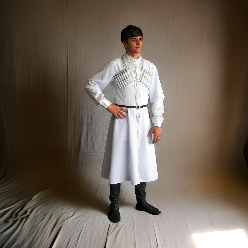 Men's White Wool Chokha: Georgian Bekirka Dance Costume - Etsy