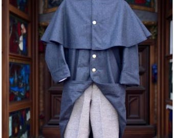 Grijze wollen jas herenjas met Brits legerpatroon