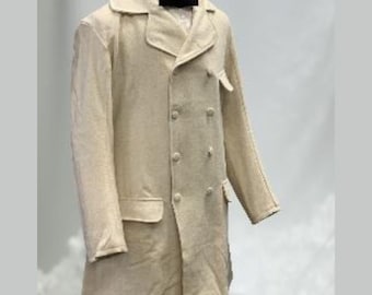 Burgeroorlog 19e-eeuwse gebroken witte wollen geklede jas heren, huzarenjas heren