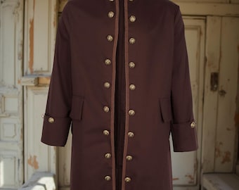 Civilian Militia Colonial-bruine wollen lange legerjas heren