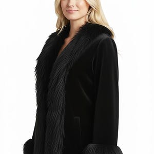 Women Black Velvet and Black Fur Jacket With 2 Side Pocket