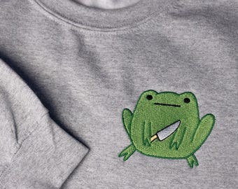 Frog With Knife Embroidered T-Shirt | Funny Meme Frog Tee | Threatening Frog Gift | funny frog shirt | Frog Lover Gift | Frog shirt