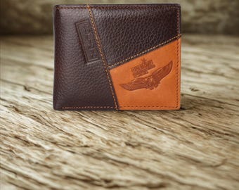 Gepersonaliseerde leren portemonnee, handgemaakt herencadeau