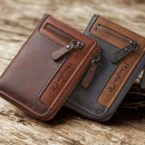 Portefeuille court rétro haut de gamme pour homme - Élégant, multifonctionnel et durable avec fermeture éclair