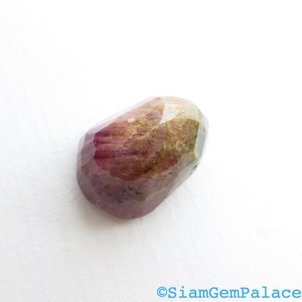 Bicolor Natural Tourmaline Faceted Cabochon. Freeform Micro Facet Cut. 1 pc. 15.55 cts. 12x17x11 mm (TM705)