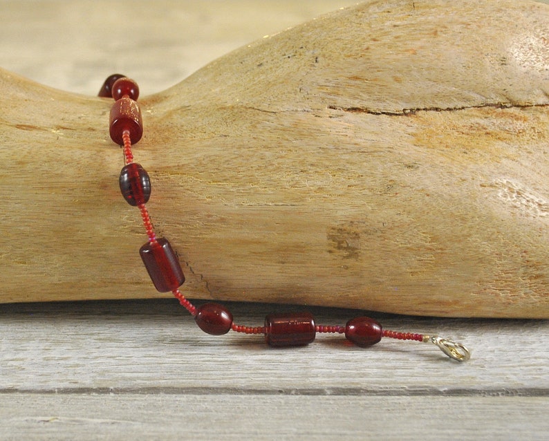 Boho Anklet Anklet Jewelry Ankle Jewelry Beaded Anklet Red Anklet Handmade Anklets Anklet for Women Red Glass Beaded Anklet