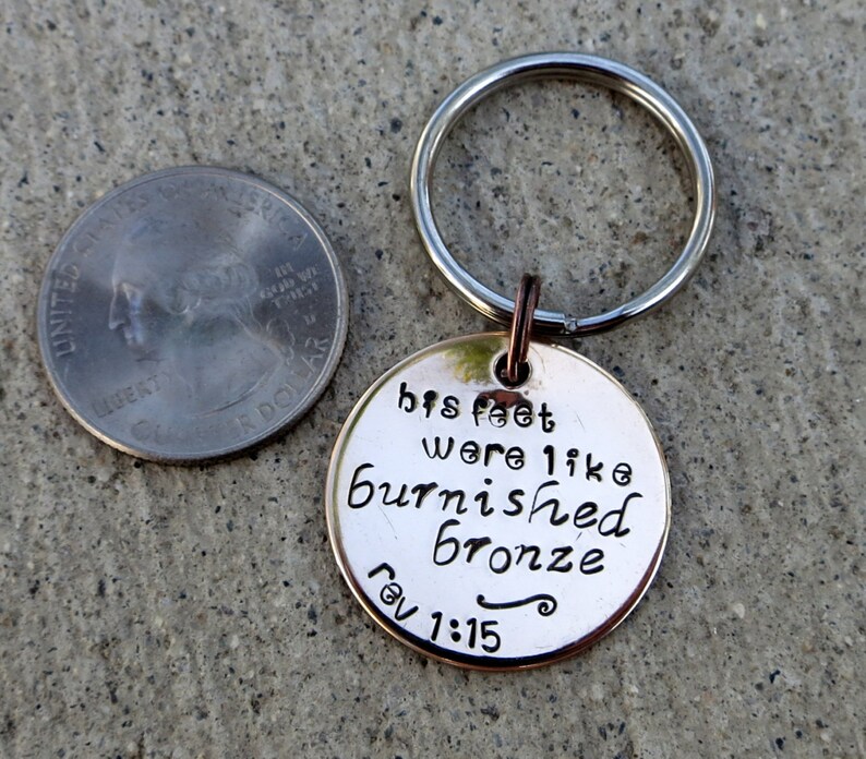Feet Were Burnished Bronze Revelation Hand Stamped Scripture Etsy
