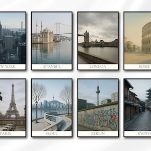 Minimal Urban Wall Art Set – Modern Cityscape Printable Posters, Neutral City Decor for Office or Living Room, Instant Digital Download