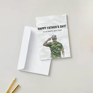 Cartão de Dia dos Pais Militares, “Para o Homem Mais Corajoso que Conheço”, Cartão para Imprimir para Pai Veterano ou em Serviço Ativo
