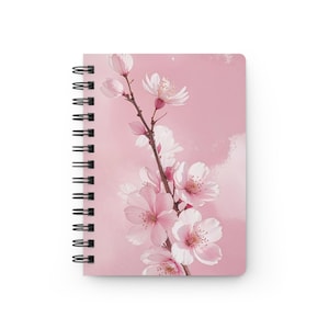 Cherry Blossom Sakura Spiral Bound Journal - Premium Cover Perfect for Writing, Note Taking, Gift, Planner, Floral Journal