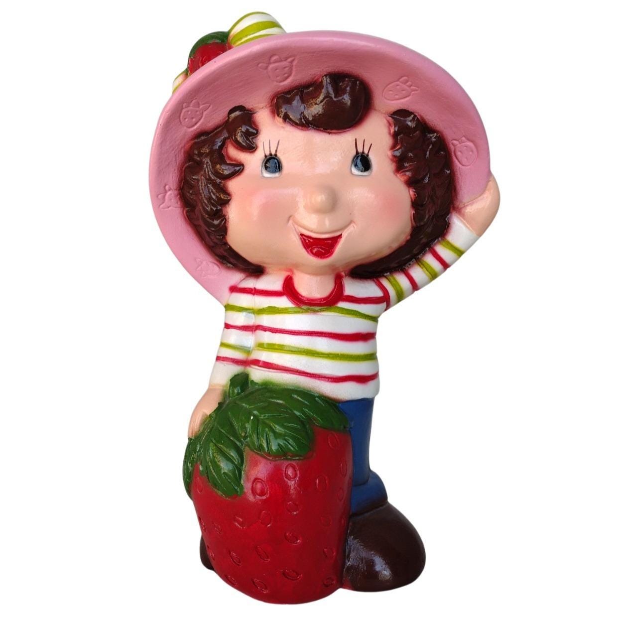 Vintage Strawberry Shortcake Bank Ceramic Hand Painted 11" High Colorful Decor