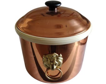 Cubo de hielo vintage Coppercraft con asas de león