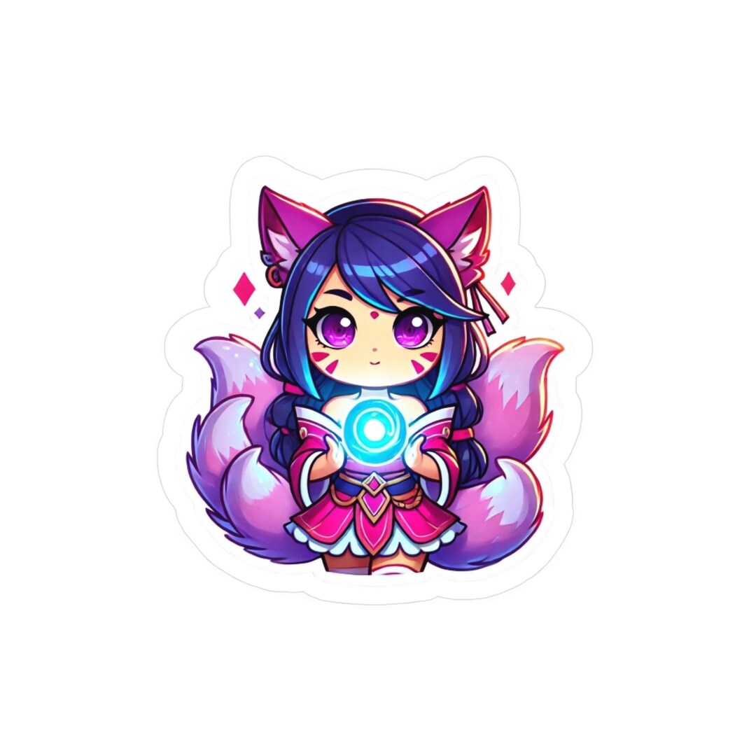 Ahri Sticker Chibi League of Legends Vinyl Decal | Fox Mage Anime Gamer ...