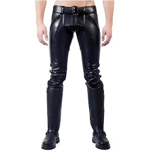 Handmade Black Sheep Leather Pants | Men&#39;s Slim Fit Jeans