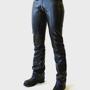 Handmade Cowhide Leather Biker Pants Punk Gothic Style