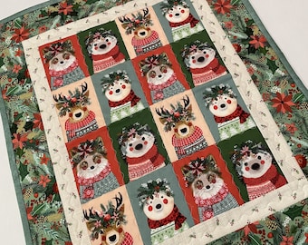 Christmas Quilted Table Runner, Forest Animals Table Runner, Winter Table Runner, Animal Lover Gift, Winter Christmas Quilted Wall Hanging