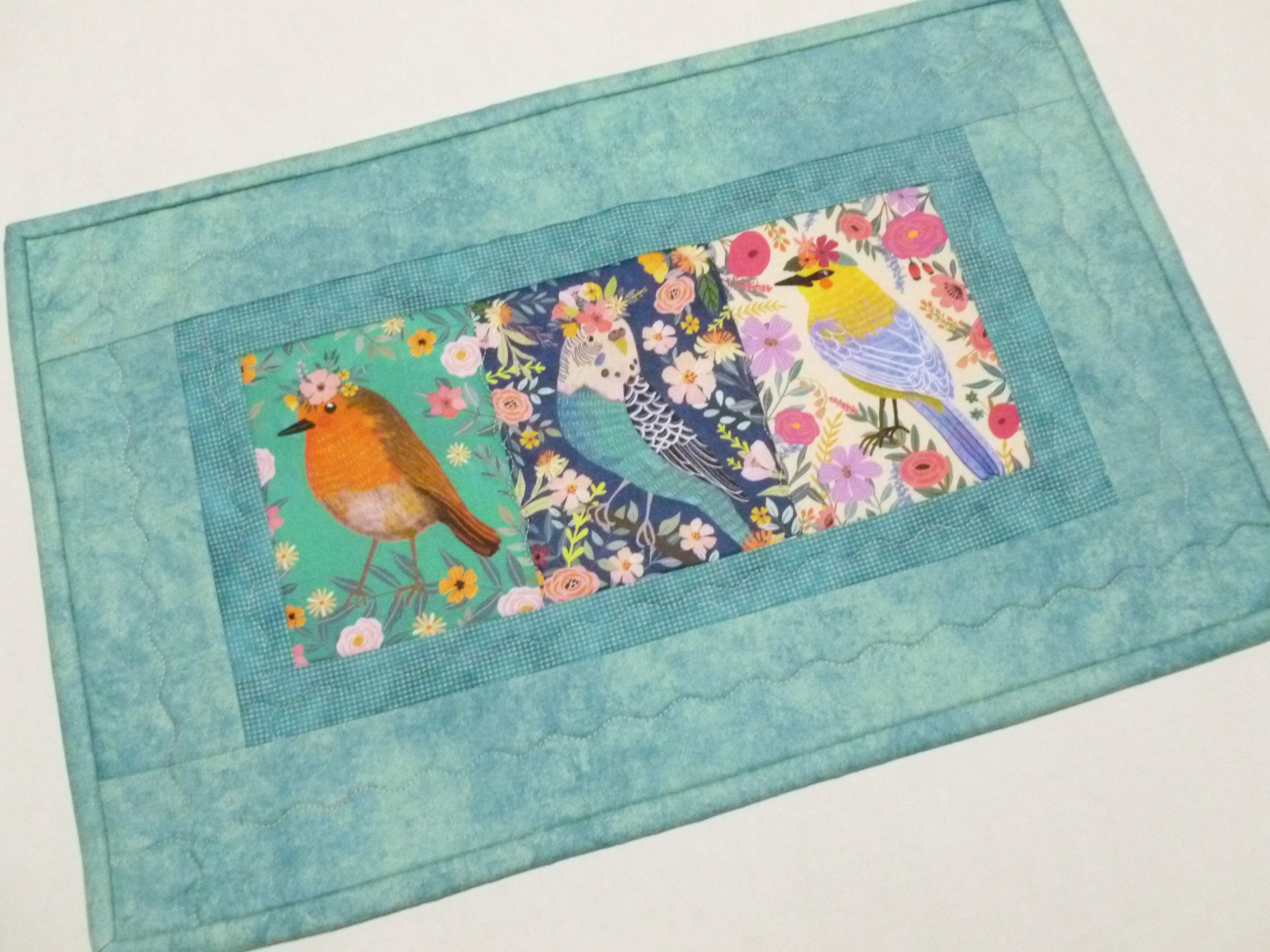 Pretty Birds Quilted Table Runner Quilted Table Topper Bird Etsy