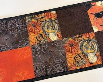 Halloween Quilted Table Runner, Reversible Forest Theme, Deer, Man Cave Decor (9.5" x 22.5")