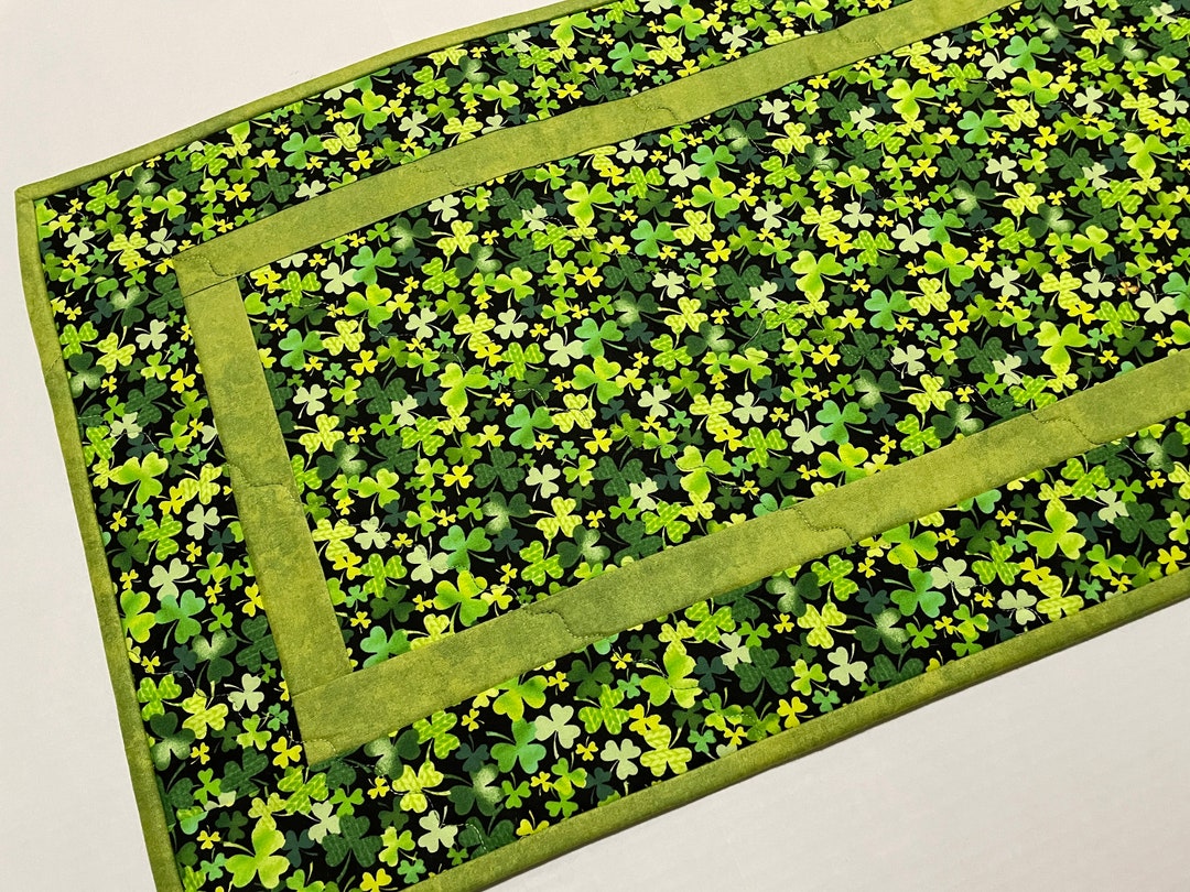 St Patrick's Day Table Runner 13x72 Inches - Shamrock Top Hat Gold Coin Burlap Decor For Kitchen Dining Party - View #13
