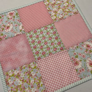 Floral Quilted Table Topper, Cottage Chic Quilted Table Runner, Quilted Dresser Runner Scarf, Pastel Floral Table Topper, Mothers Day Gift