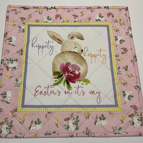 Easter Bunny Quilted Table Topper, Easter Bunny Quilted Wall Hanging, Bunny Quilted Table Runner, Easter Bunny Quilt, Easter Egg Hunt Quilt