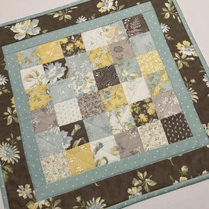 Floral Quilted Table Topper, Cottage Chic Quilted Table Runner, Square Quilted Table Runner, Floral Table Quilt, 18&quot; x 18&quot;