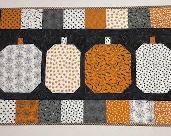 Quilted Halloween Table Runner: Spider Webs, Bats & Ghosts - 24" x 39"