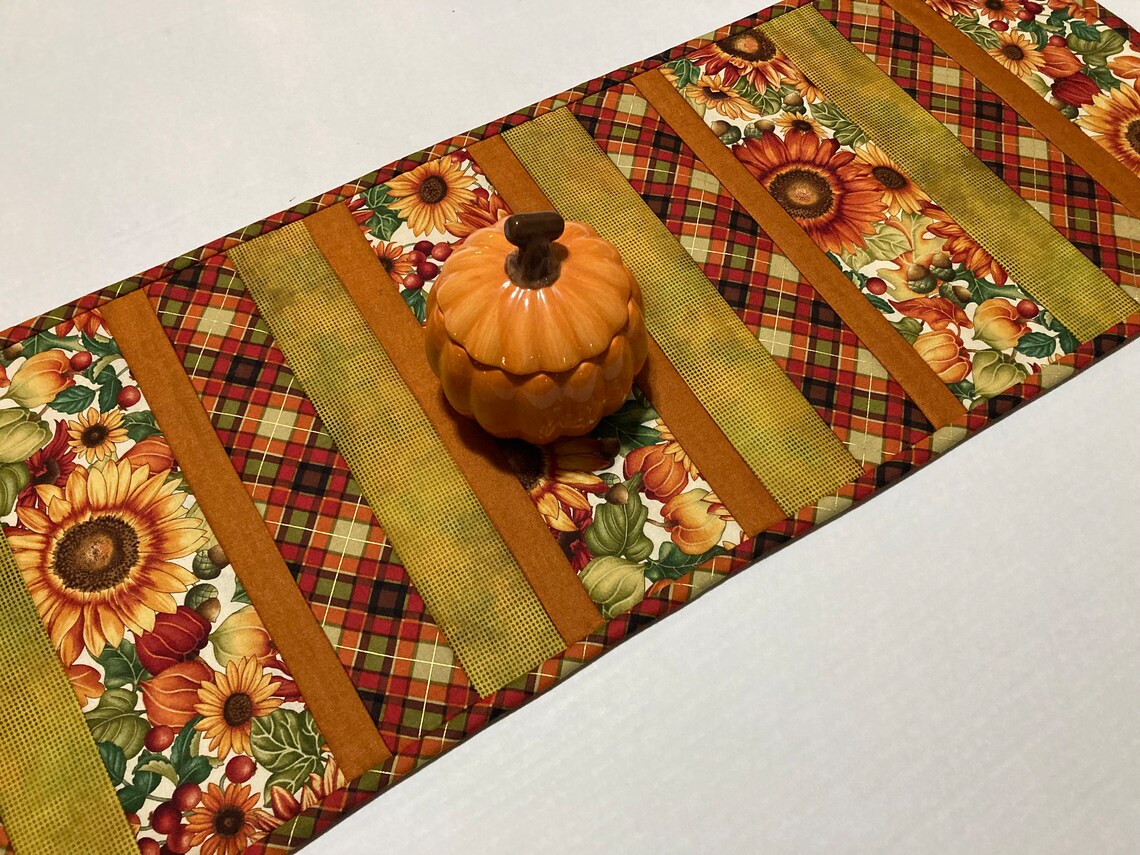Elegant Fall Quilted Table Runner Autumn Quilted Table Etsy