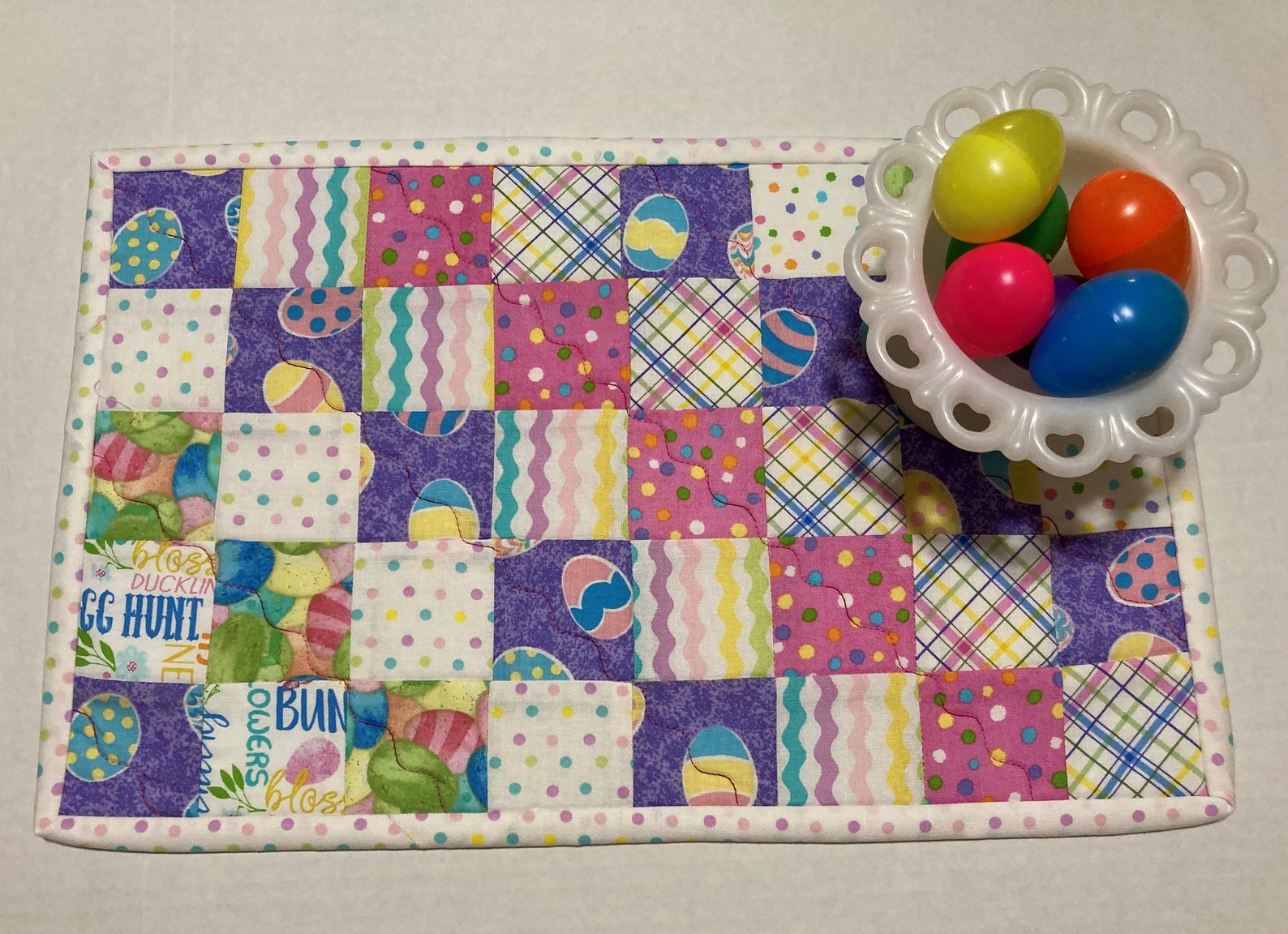 Easter Quilted Table Runner Easter Table Topper Patchwork Etsy