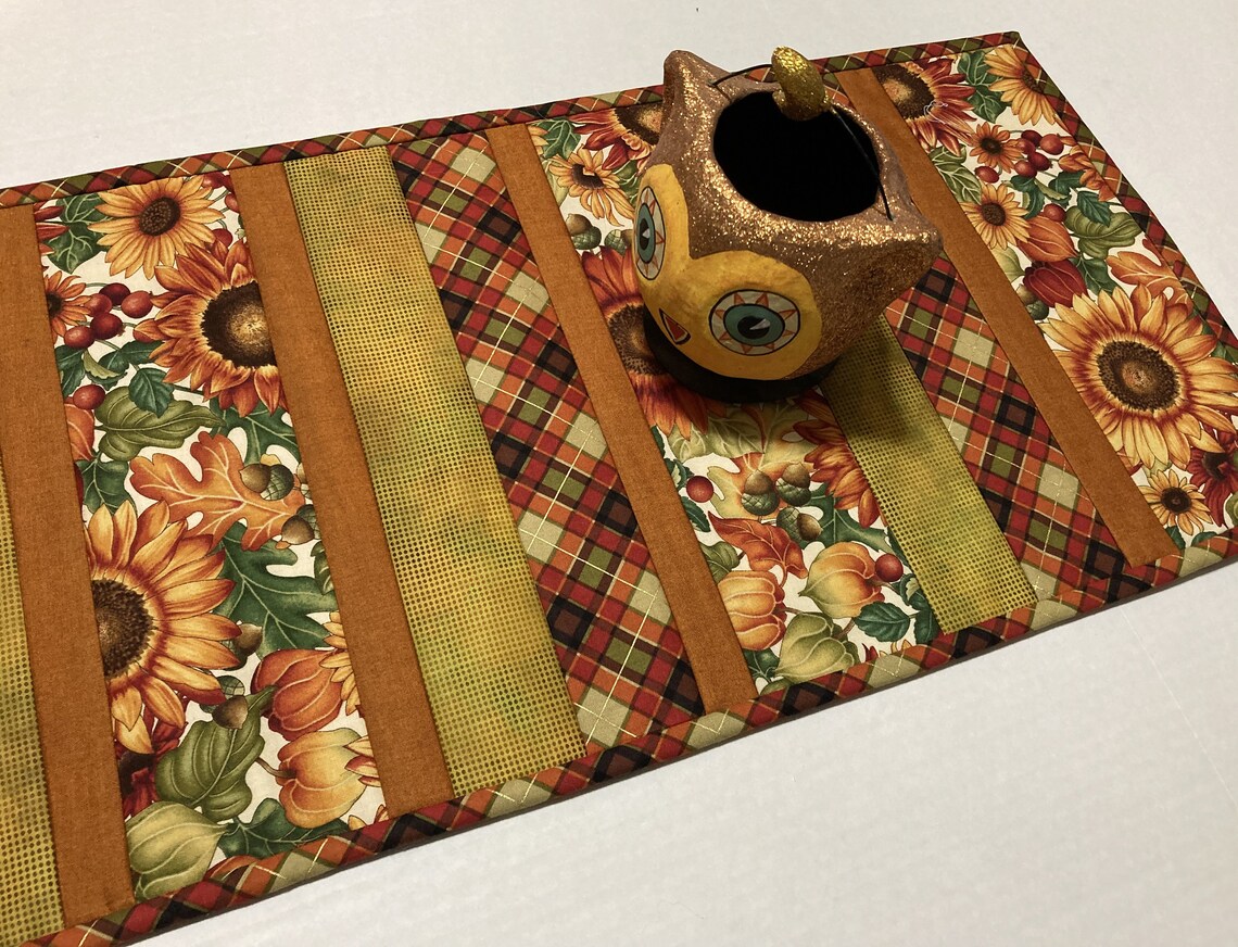 Elegant Fall Quilted Table Runner Autumn Quilted Table Etsy