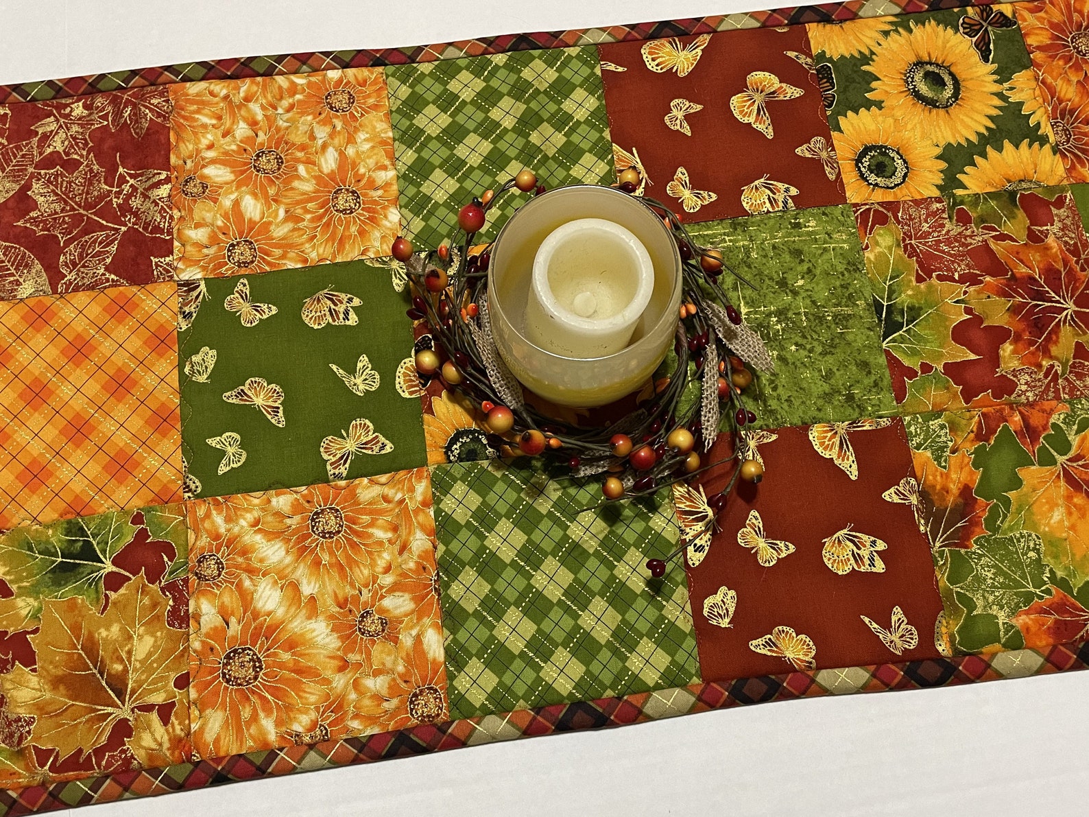 Elegant Fall Quilted Table Runner Fall Autumn Quilted Table Etsy